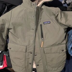 Patagonia Inferno Jacket Hooded Full Zip Sherpa Lined Gray Boy’s 5/6
